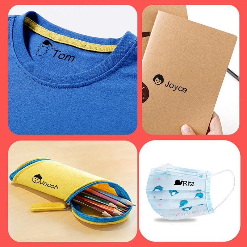 Custom Name Stamp with Icon for Clothing Kids, Waterproof Ink Personalized Custom Stamp, Daycare Camp School Labels, Includes Text & Icon Customization for Clothing, Books, Socks (blue) - Image 3